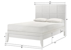 1pc King Size Bed Contemporary Design Crisp White Finish Textured Front Panels Features Geometric Paneling Headboard