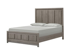 1pc Contemporary King Panel Bed Sleek Minimalist Design Soothing Grey Oak Finish