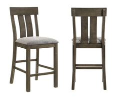 5pc Counter Height Dining Set Beautifully Crafted Dining Table Robust Trestle Base Upholstered Chair Rich Wood Finish Natural Charm Dining Room Furniture Rustic Brown