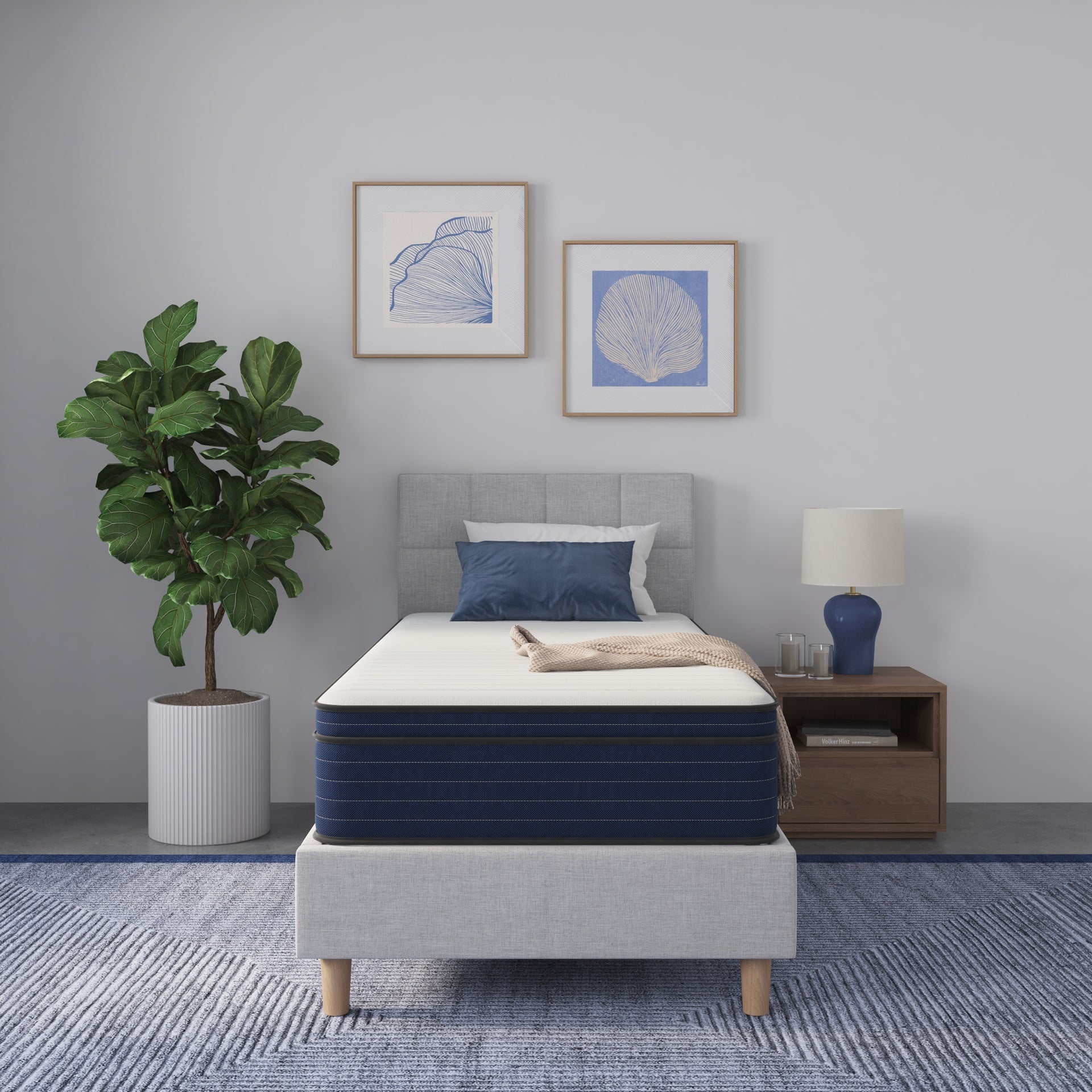 10 Inch Twin size Medium Firm Euro Top Hybrid Cooling Gel Infused Pocket Spring and Memory Foam Mattress, Bed in a Box, CertiPUR-US Certified