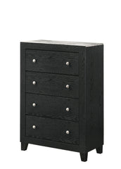1pc Contemporary Modern White Faux Marble Top 4 Drawers Tall Chest Black Finish Bedroom Furniture