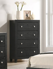 1pc Contemporary Modern White Faux Marble Top 4 Drawers Tall Chest Black Finish Bedroom Furniture