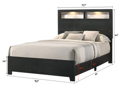 1pc King Size Panel Bed Headboard with LED Sleek Sloping Design Extra Storage Space Black Finish Wooden Furniture