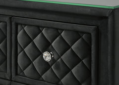 1pc Traditional Nine Drawers Velvet Tufted Drawer Fronts Faux Crystal Drawer Knobs Diamond-patterned Tufted Accents Black