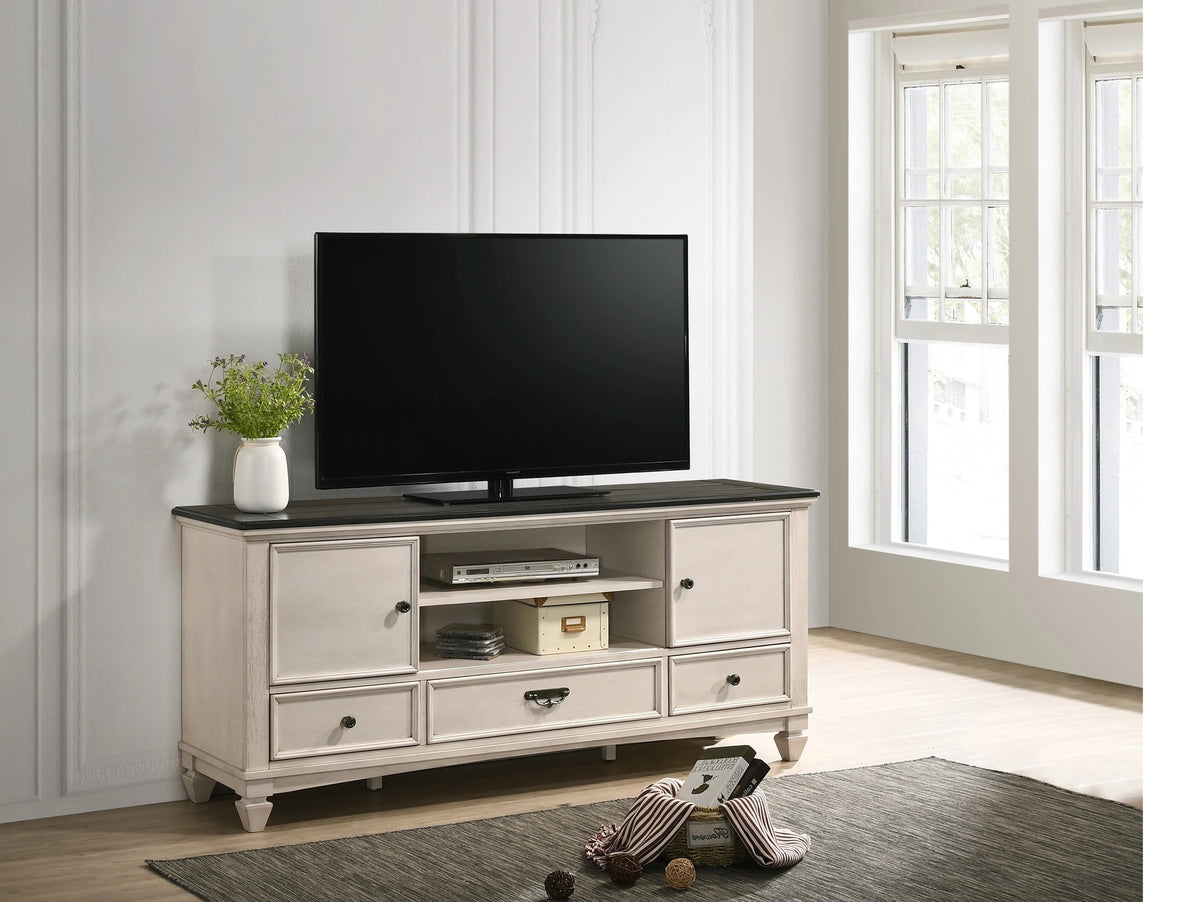 1pc Two-Tone Antique Finish 3 Drawers 2 Sliding Door Knob Pull Handle Vintage-inspired Metal Hardware Entertainment Console TV Stand