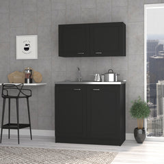 Zurich Cabinet Set, Two Shelves Black