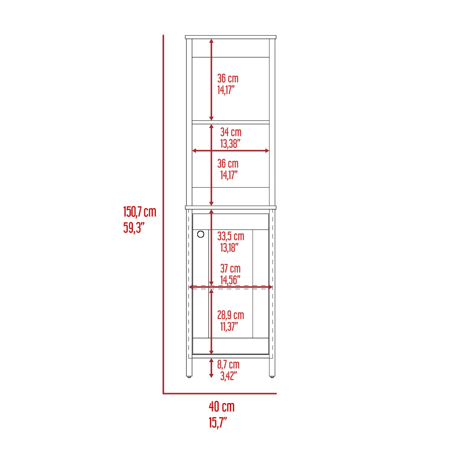 St. Clair Linen Cabinet, Two Interior  Shelves, Two Open Shelves, Single Door