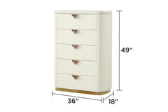 La Pierre Modern Style 5-Drawer Chest Made with Wood, Open Top Mirror and Gold Accents in Beige same as G150108843 (NJ inventory)