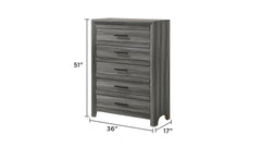 Denver Modern Style 5-Drawer Chest Made with Wood in Gray      same as G150108544  ( NJ Inventory)