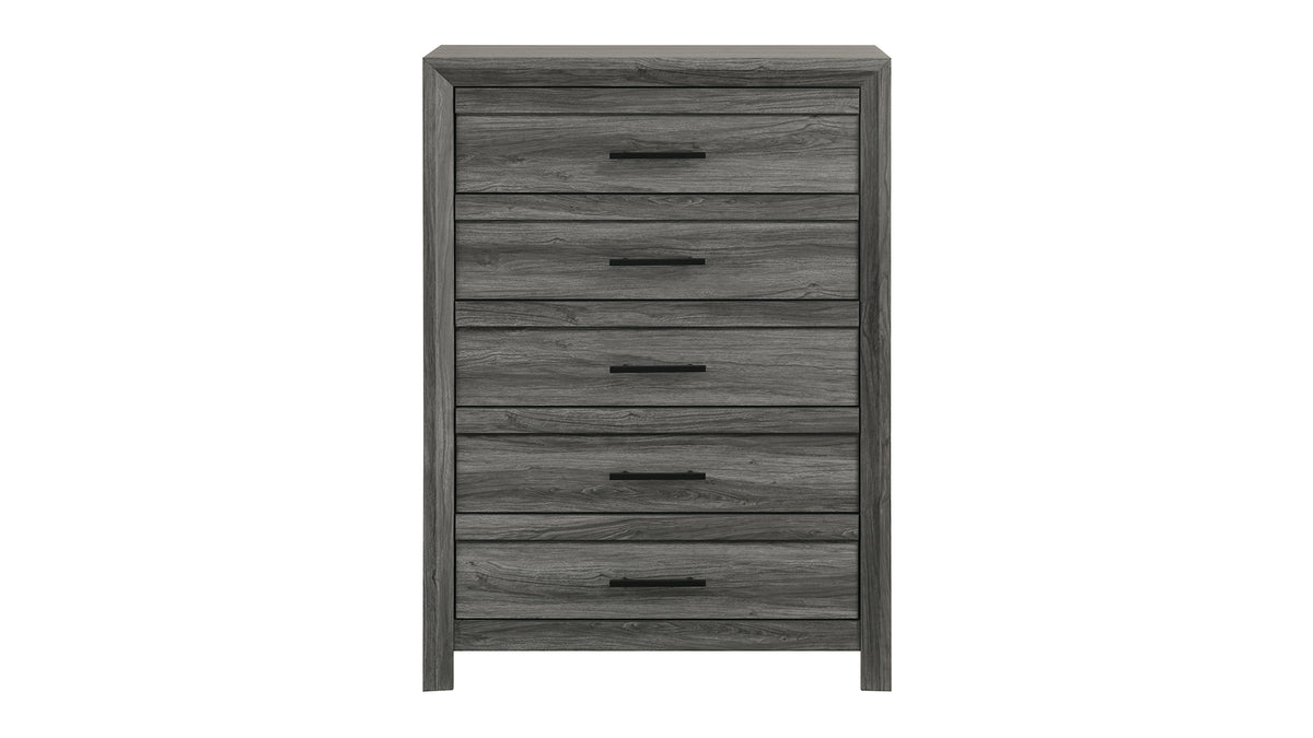 Denver Modern Style 5-Drawer Chest Made with Wood in Gray      same as G150108544  ( NJ Inventory)