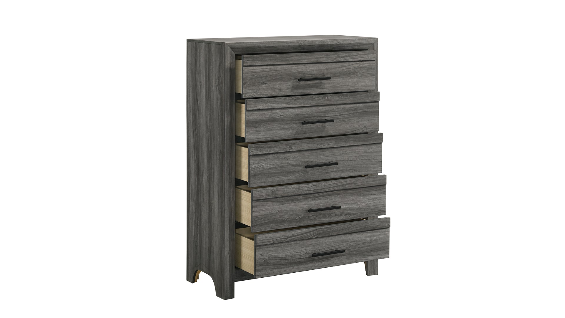 Denver Modern Style 5-Drawer Chest Made with Wood in Gray      same as G150108544  ( NJ Inventory)