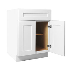 30 Inch White Shaker Base Cabinet (2 Doors, 1 Drawer): Soft-Close, Solid Wood RTA with Adjustable Shelf for Kitchen,Bathroom,Laundry room(30x24x34.5 in)