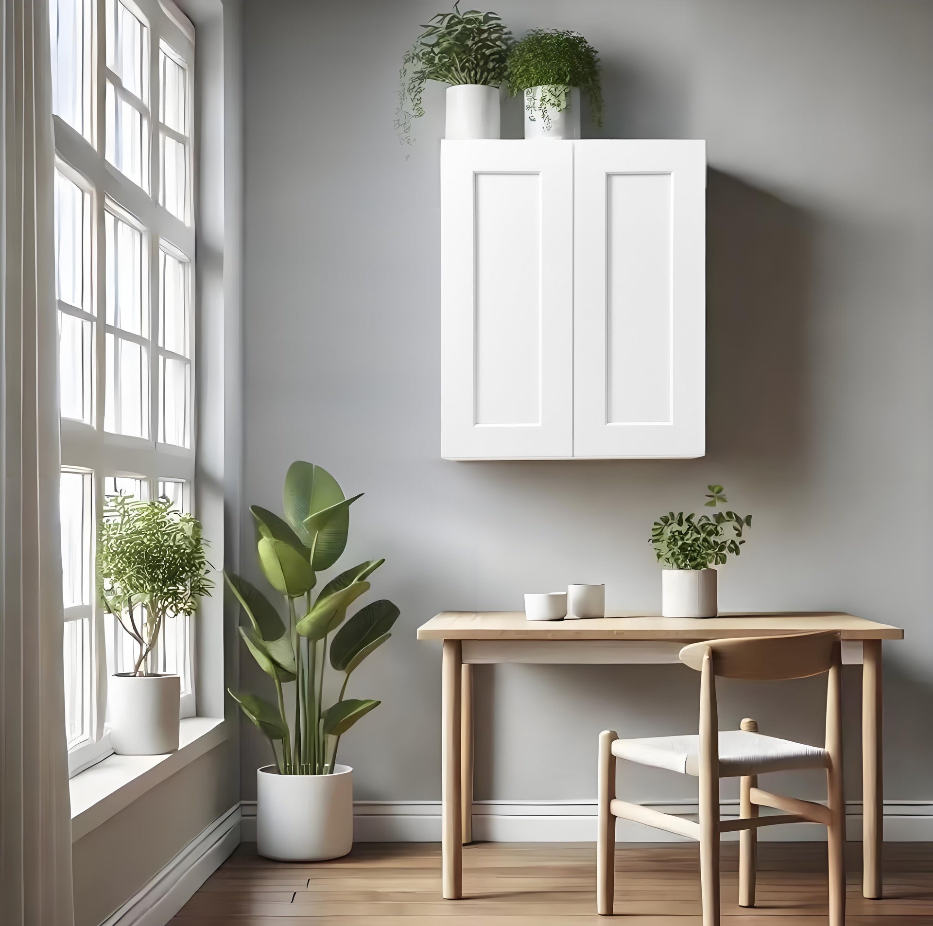 24 Inch White Shaker Double Door Wall Cabinet Solid Wood with 2 adjustable shelves Ready to Assemble for Kitchen,Bathroom,Laundry and Garage Storage(24"W×12"D×30"H)