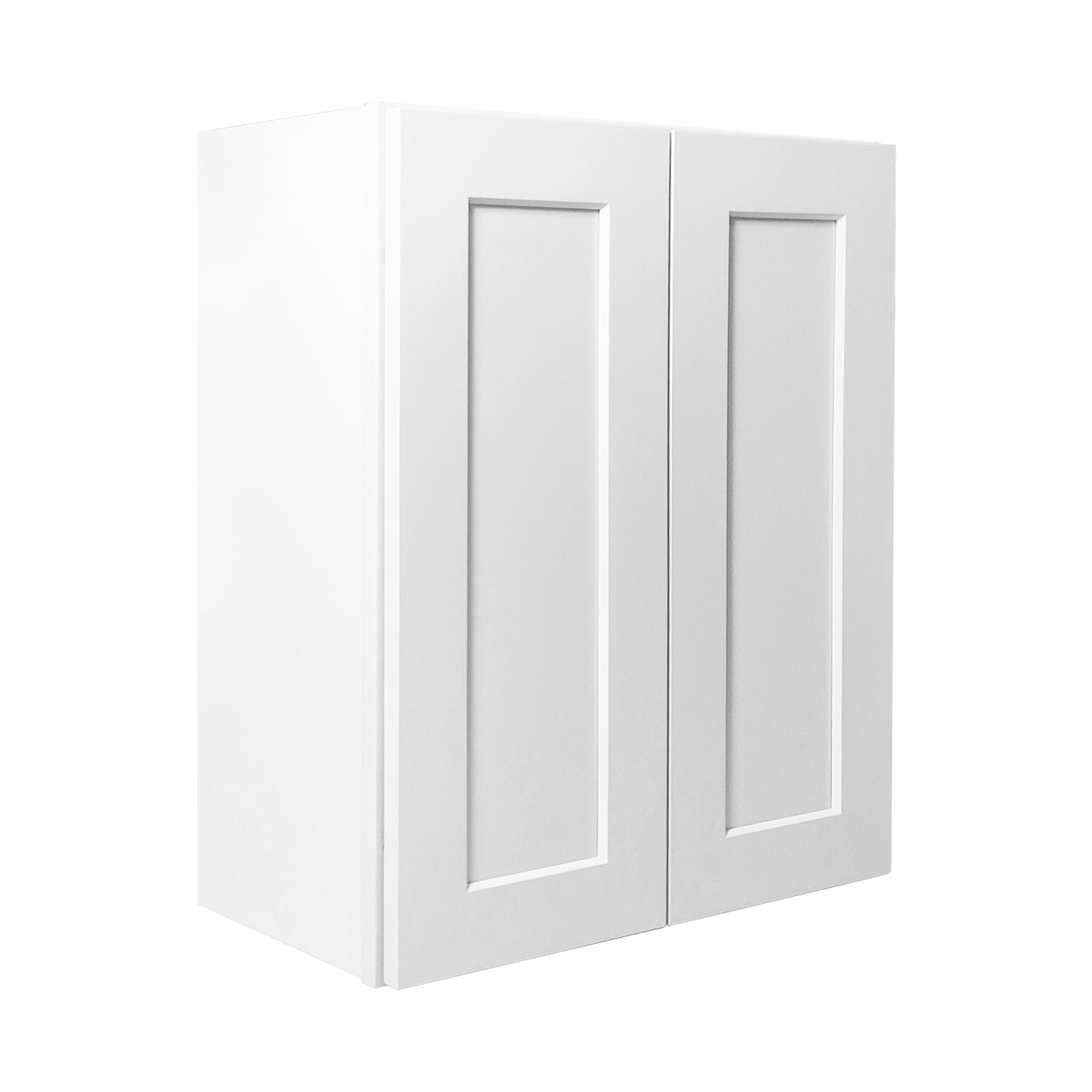 27 Inch White Shaker Double Door Wall Cabinet Solid Wood with 2 adjustable shelves Ready to Assemble for Kitchen,Bathroom,Laundry and Garage Storage(27"W×12"D×30"H)