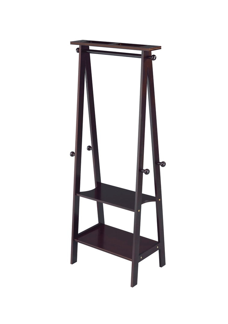 59" Tall Wooden Garment / Coat Rack, Dark Espresso
