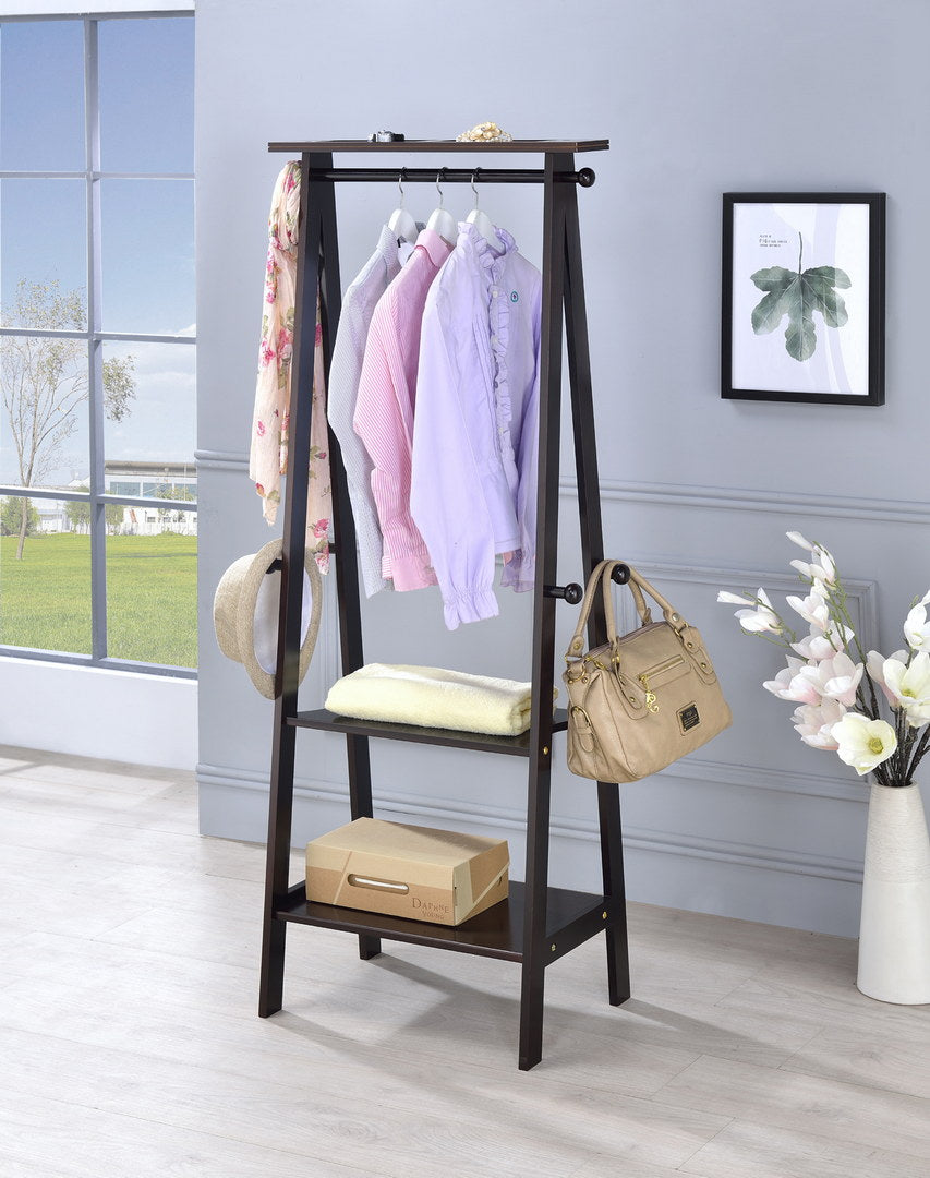 59" Tall Wooden Garment / Coat Rack, Dark Espresso