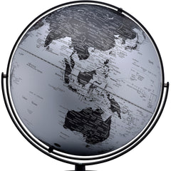 20.5" Tall-black and Silver Globe with 3D Mountain Landscape