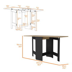 Kailua Folding Dining Table, Space-Saving, Foldable in 3 Forms