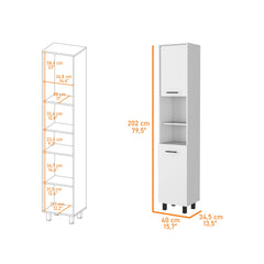 Sheffield 2-Door Pantry Cabinet, with Two 2-Cabinet Spaces and Two Open Shelves