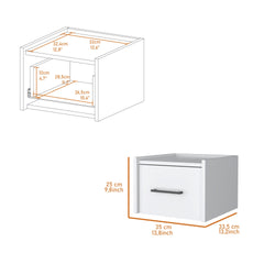 Elfrida Wall-Mounted Nightstand, Sleek Single-Drawer Design with Spacious Top Shelf