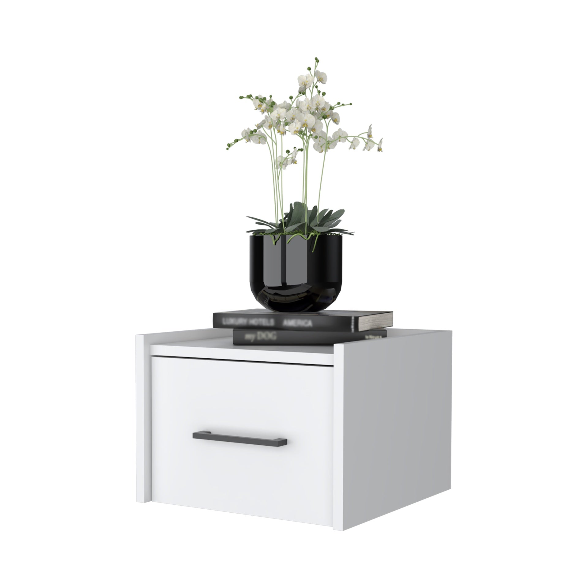 Elfrida Wall-Mounted Nightstand, Sleek Single-Drawer Design with Spacious Top Shelf