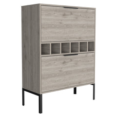 Rowan Bar Cabinet, Six Built-in Wine Rack, Double Door Cabinet