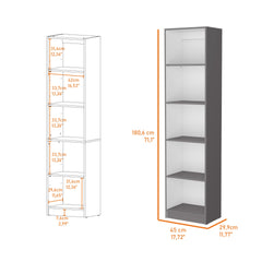 Sutton Slim Bookcase with Modern 5-Shelf Design