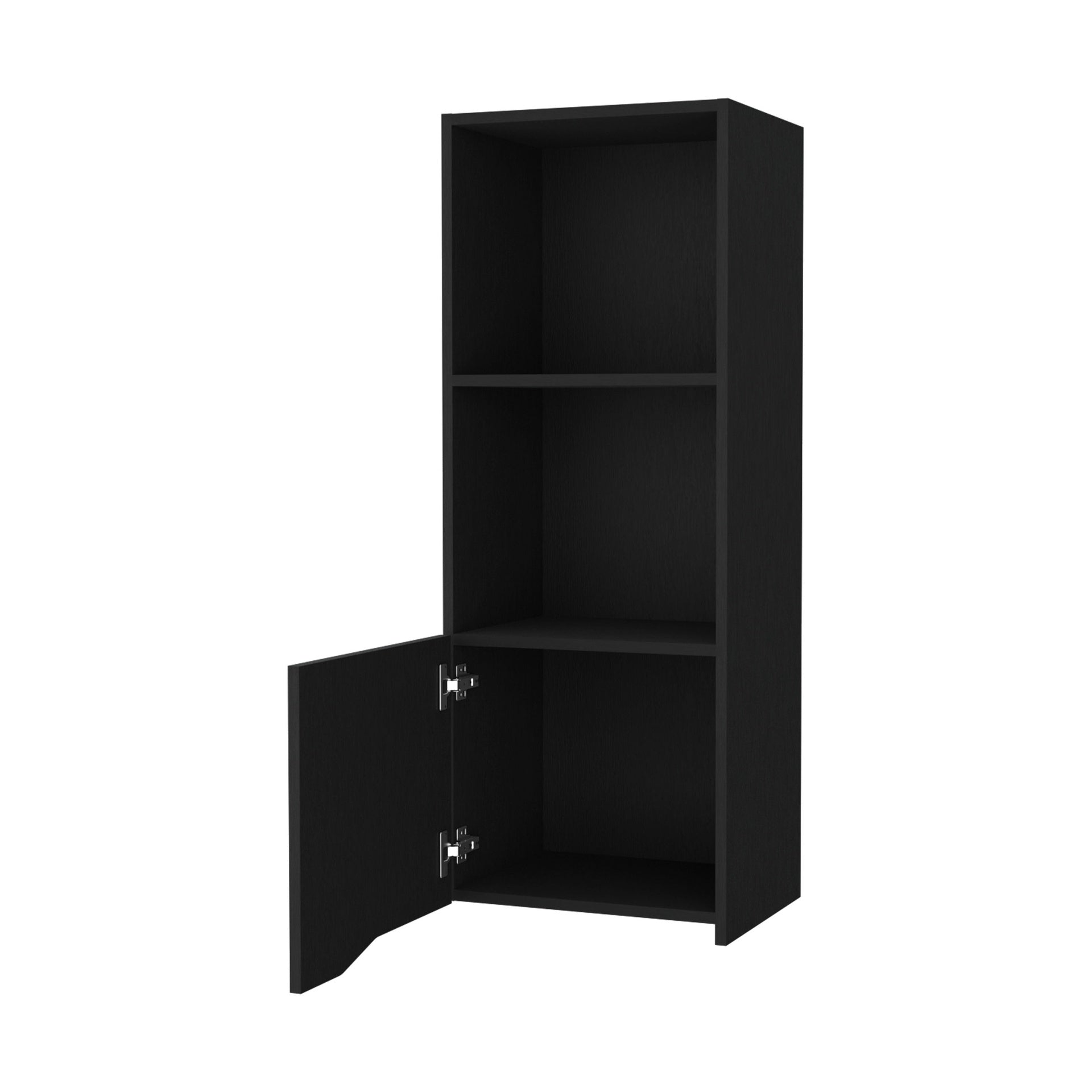 Pima Wall Cabinet in Melamine With One Door, Black