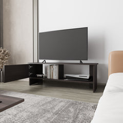 Rock Point Entertainment Center with a Door and Open Storage,  Stained Walnut