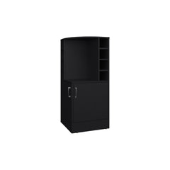 FM FURNITURE Toyei Corner Bar Cabinet with Bottle Rack, Open Shelves, and Hidden Storage, Black