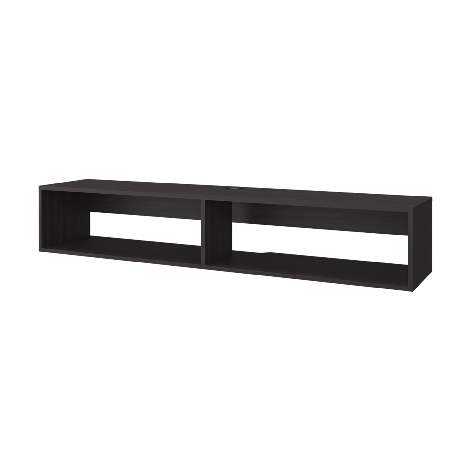 FM FURNITURE Central Floating media rack in melamine with two shelves. Wengue