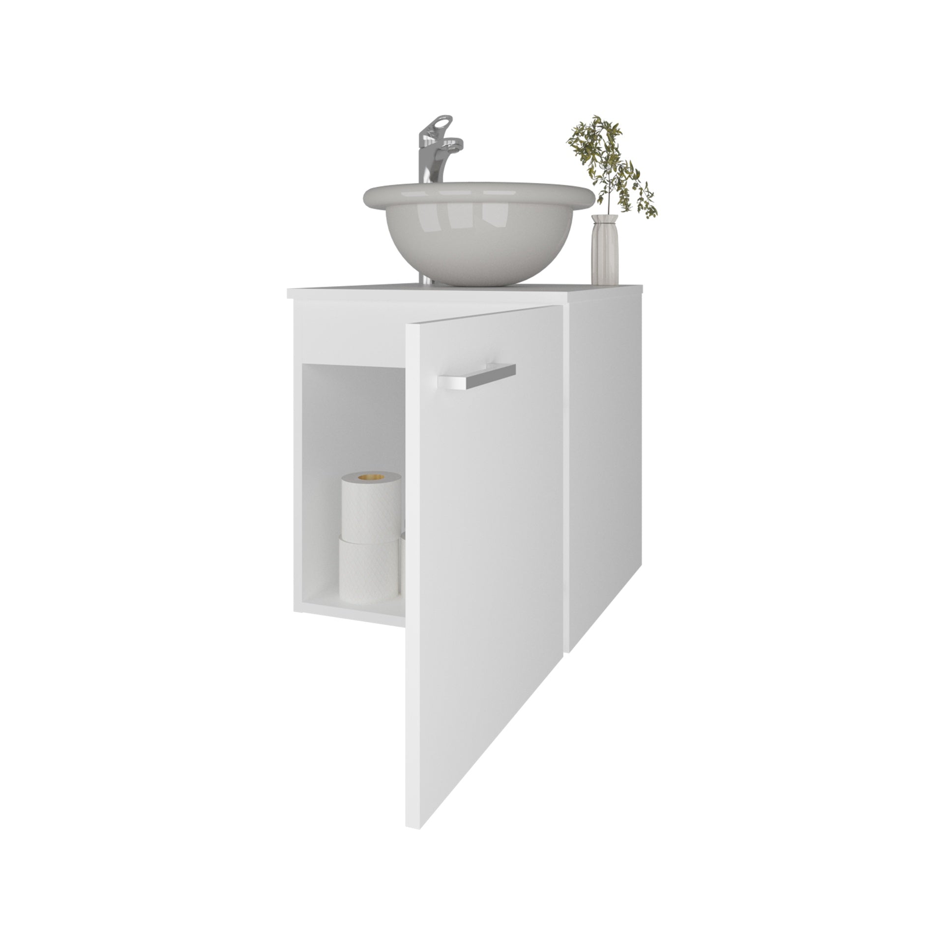 FM FURNITURE Pirtleville  Bathroom Vanity with Integrated Sink, White