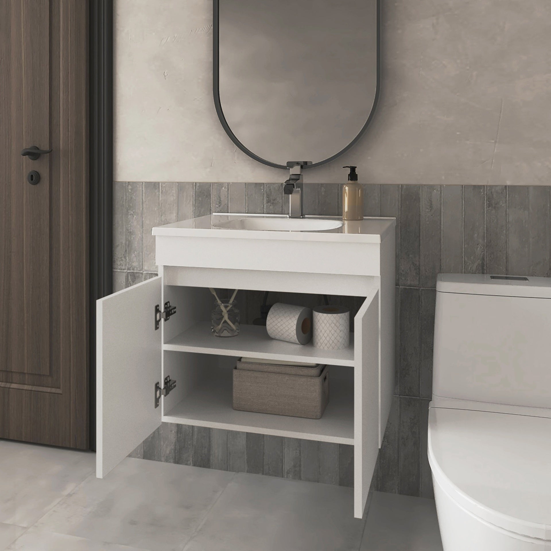 FM FURNITURE Rainbow City Vanity with 2 Doors, White