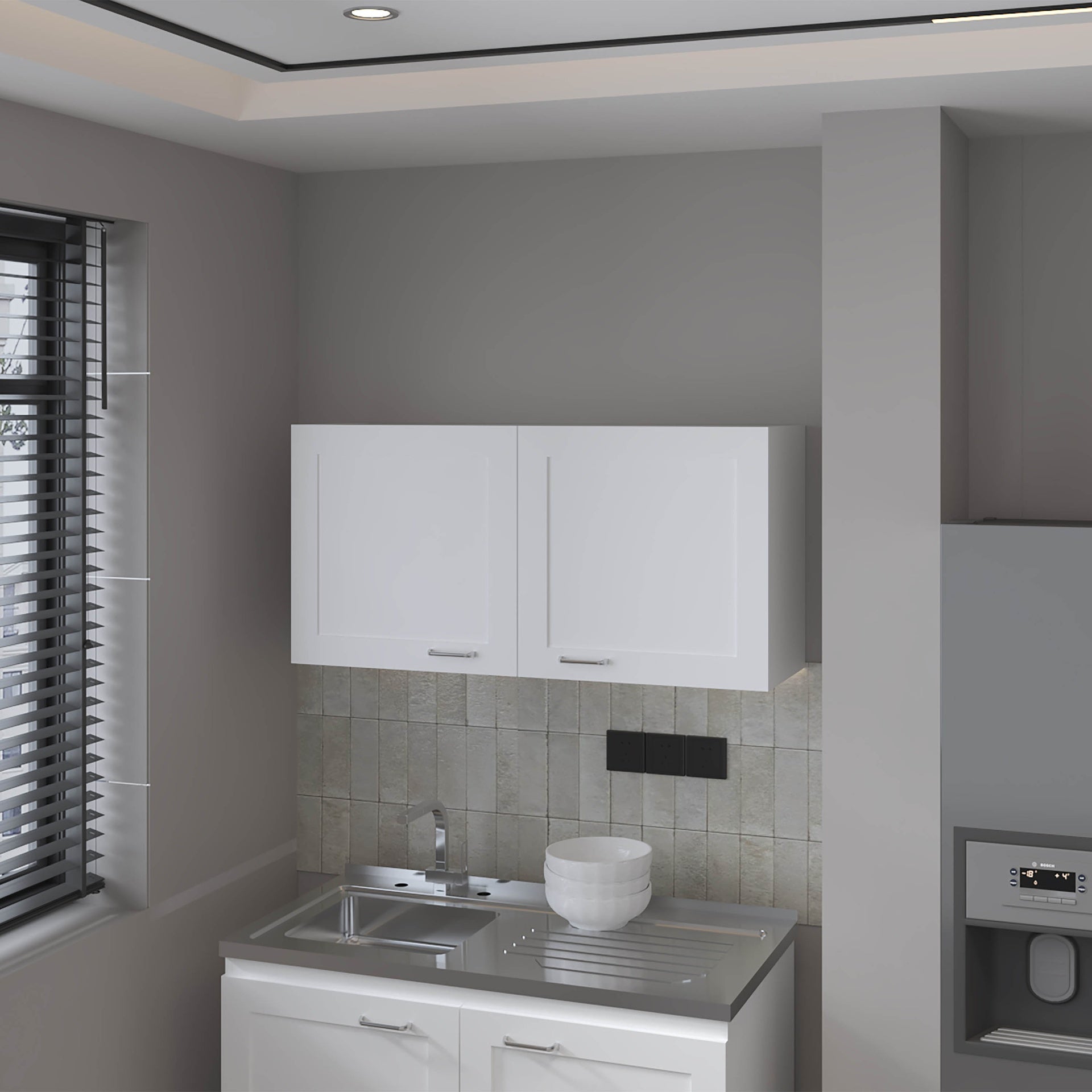 FM FURNITURE Nakya Kitchen Wall Cabinet with 2 Doors, White
