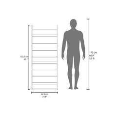 FM FURNITURE Oak Springs Tall Open Shoe Rack with Metal Rails and Multi-Tier Shelves, Wengue