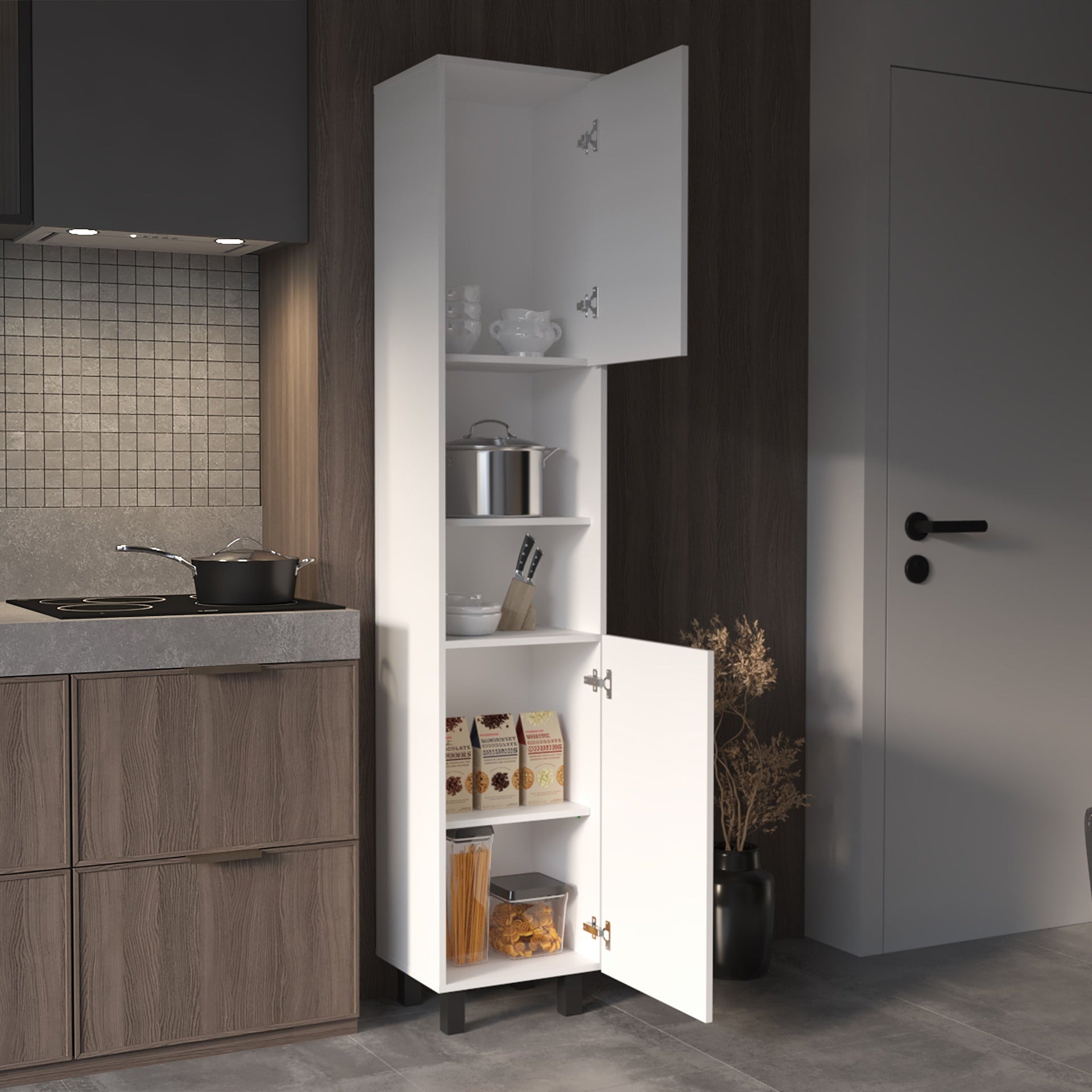 Thorndike 2-Shelf Rectangle Pantry Cabinet White