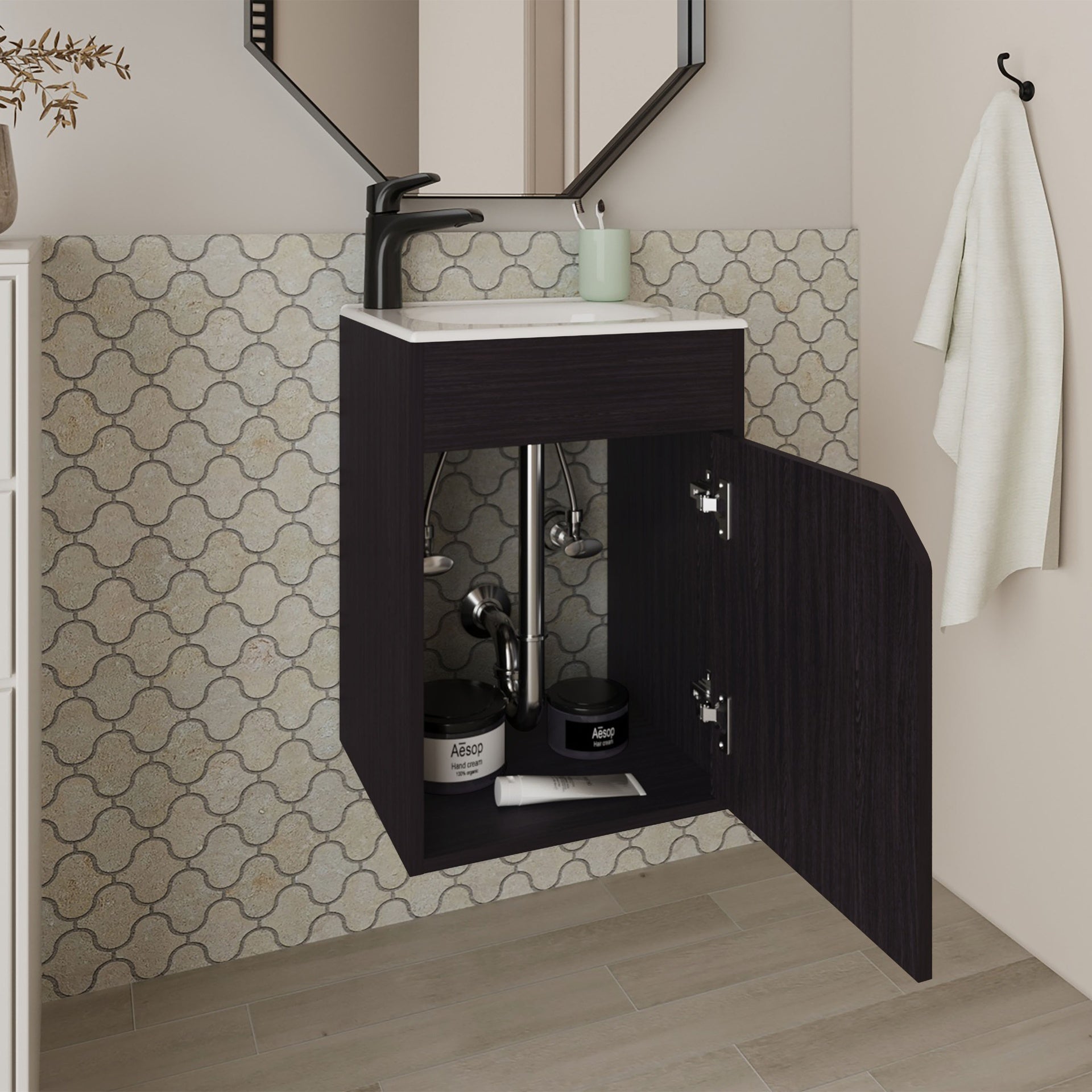 FM FURNITURE Nelson Bathroom Floating Vanity with a Door, Wengue
