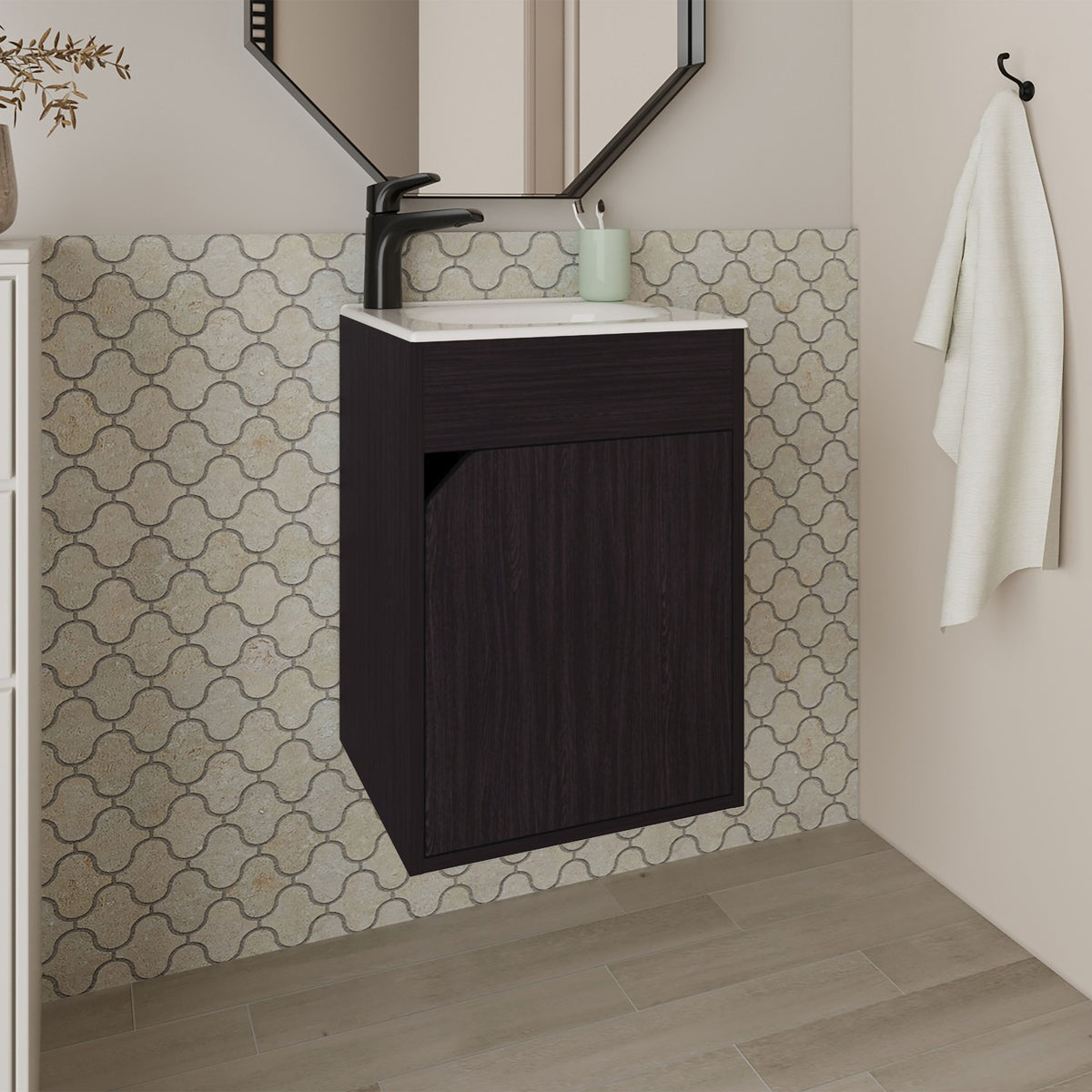 FM FURNITURE Nelson Bathroom Floating Vanity with a Door, Wengue