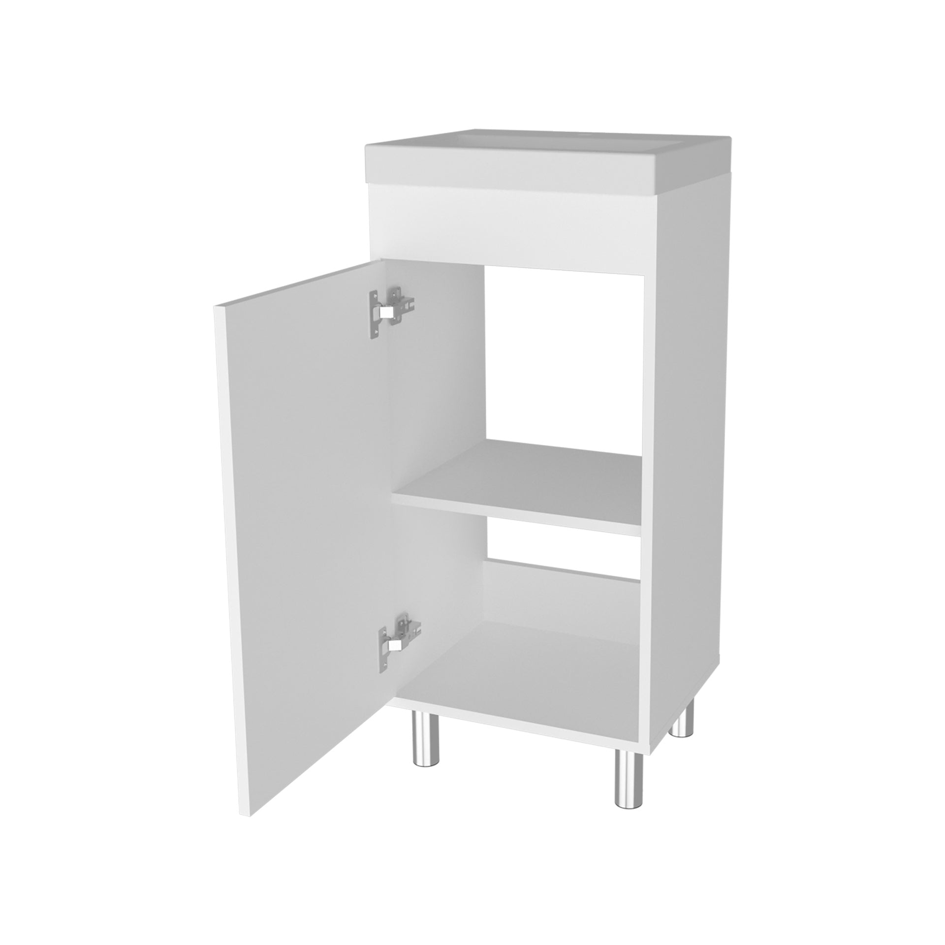 FM FURNITURE Oracle Bathroom Vanity, Single Door, Two Storage Shelves, White