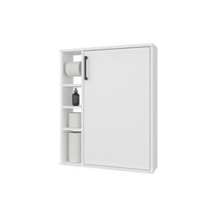 Yoder, Bathroom Cabinet, 4 Open Shelves, 1 Door, White