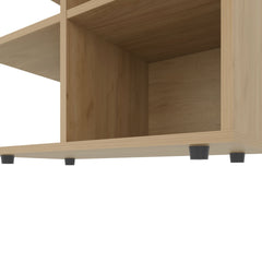 Angus Side Table with Open Storage and 4 Shelves, Natural Oak