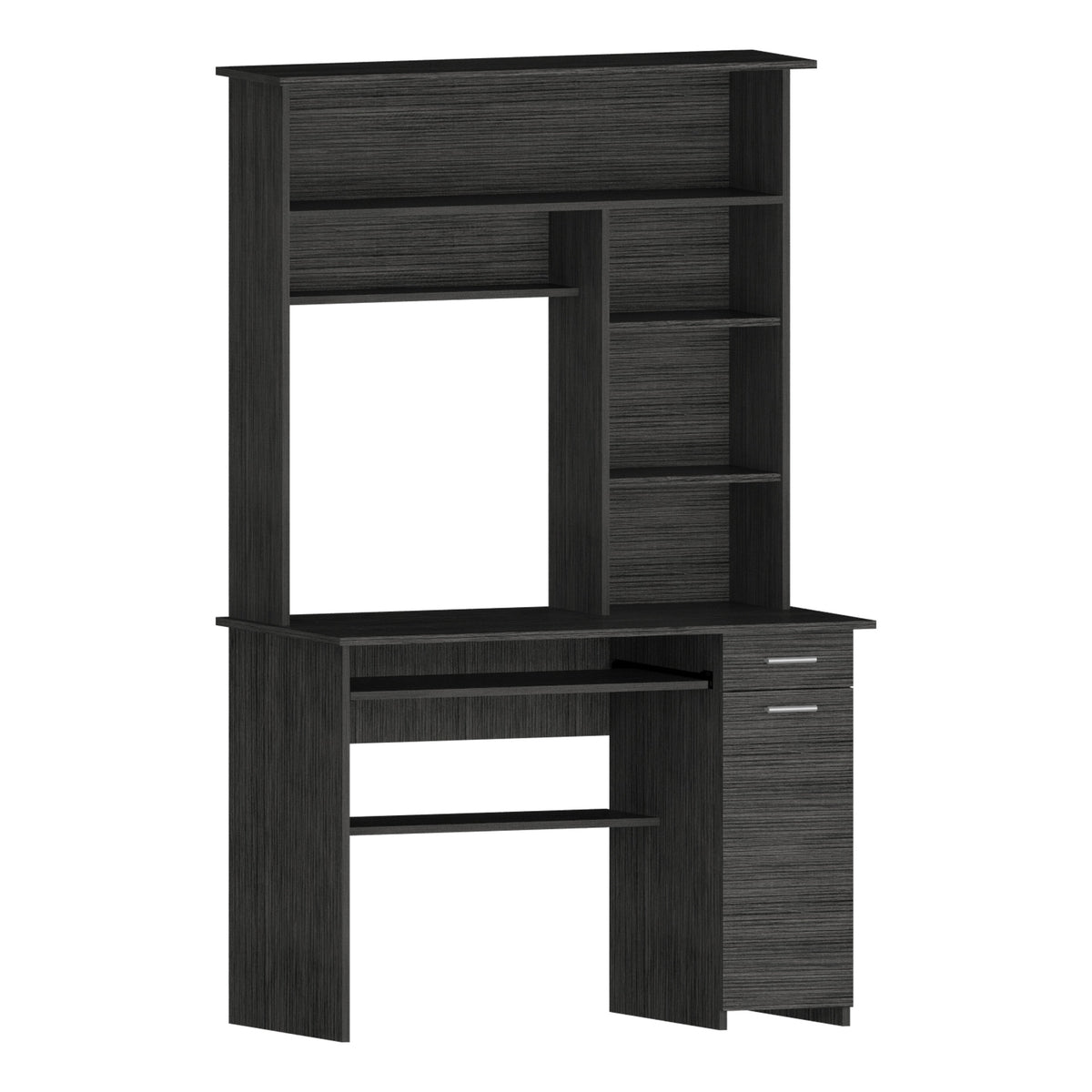 Weston Two Writing Computer Desk, Hutch, Single Drawer and Cabinet, Six Shelves