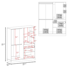 CaneMulti-Functional Wardrobe with Vanity Mirror and Storage, White