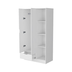 Redmond Armoire with Single Drawer, 4 Storage Shelves and Hanging Rod