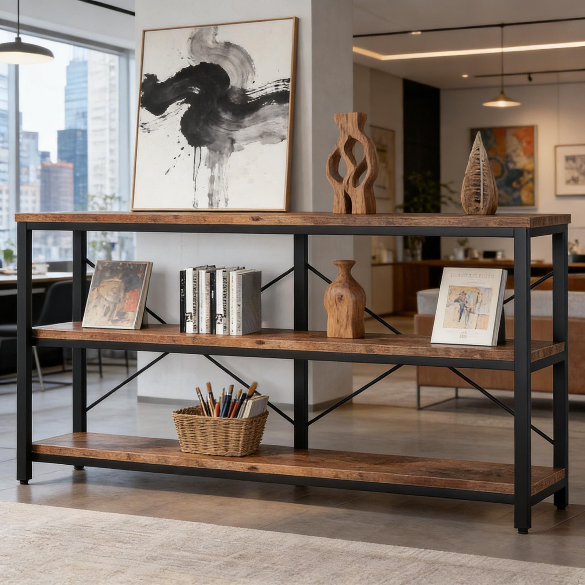 Console Table,3-Tier Hall Storage Shelf,Sofa Table