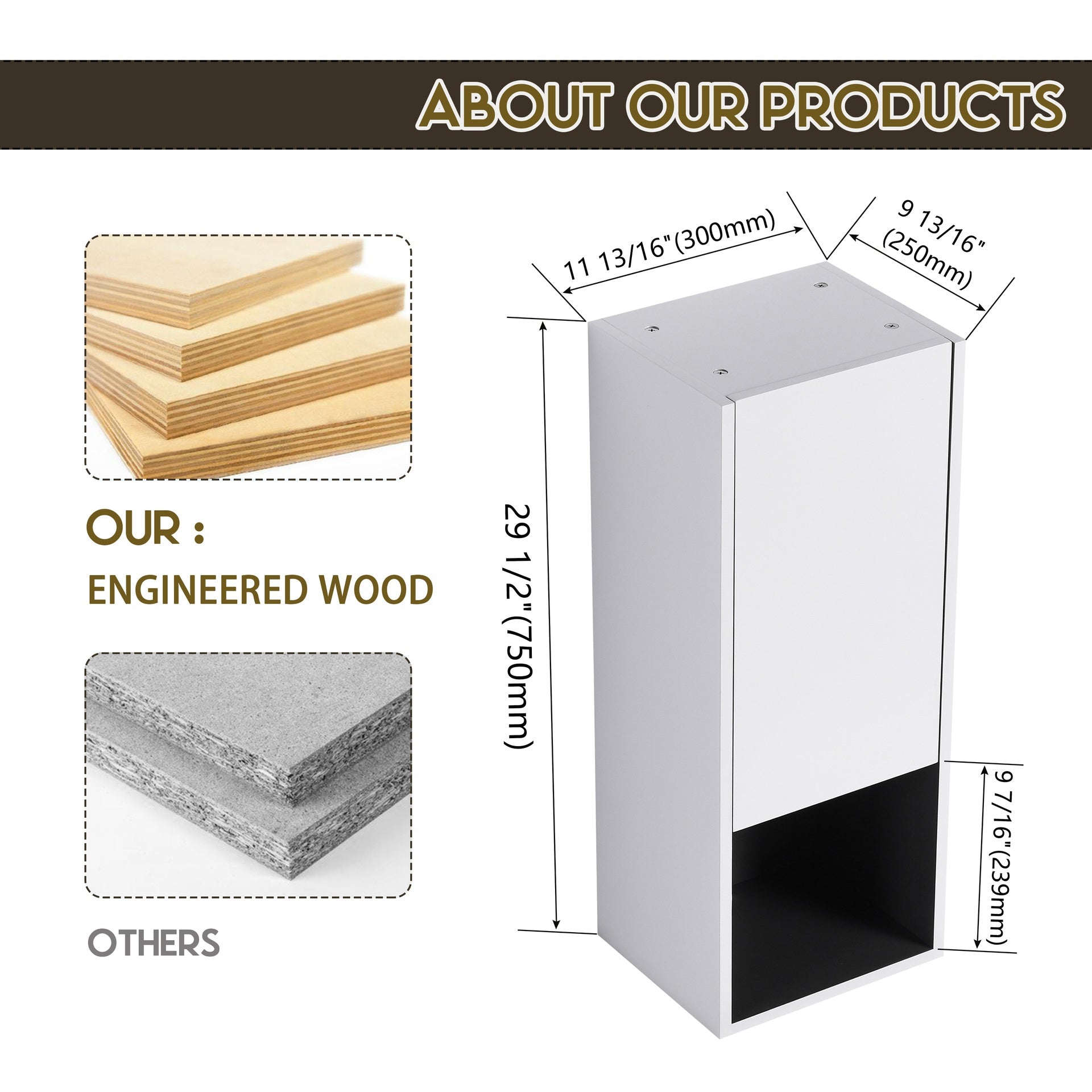 12" Bathroom Side Cabinet,Soft Close Doors,Float Mounting Design,(KD-Packing)