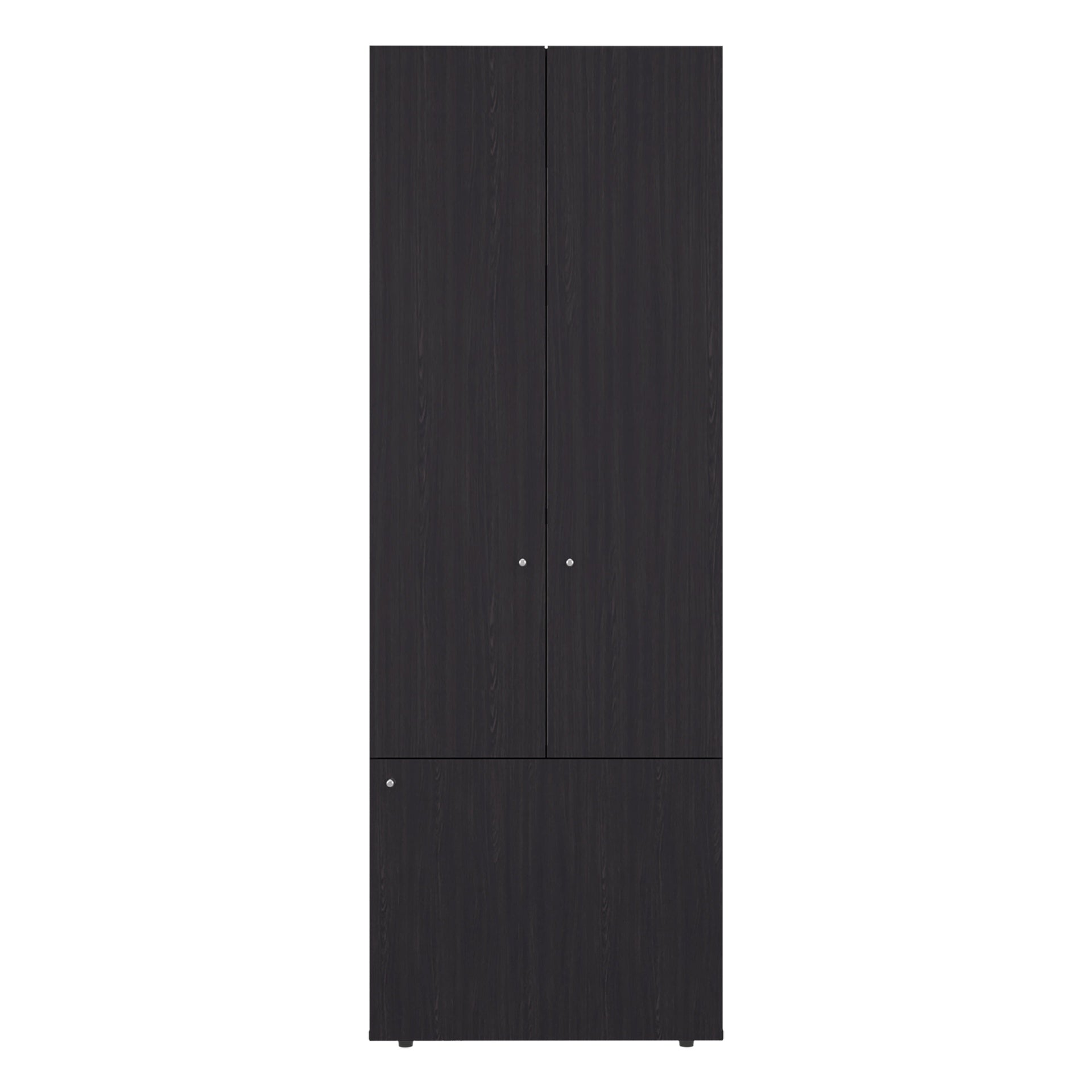 Wenge 3-Door Tall Wardrobe Cabinet with 4 Shelf