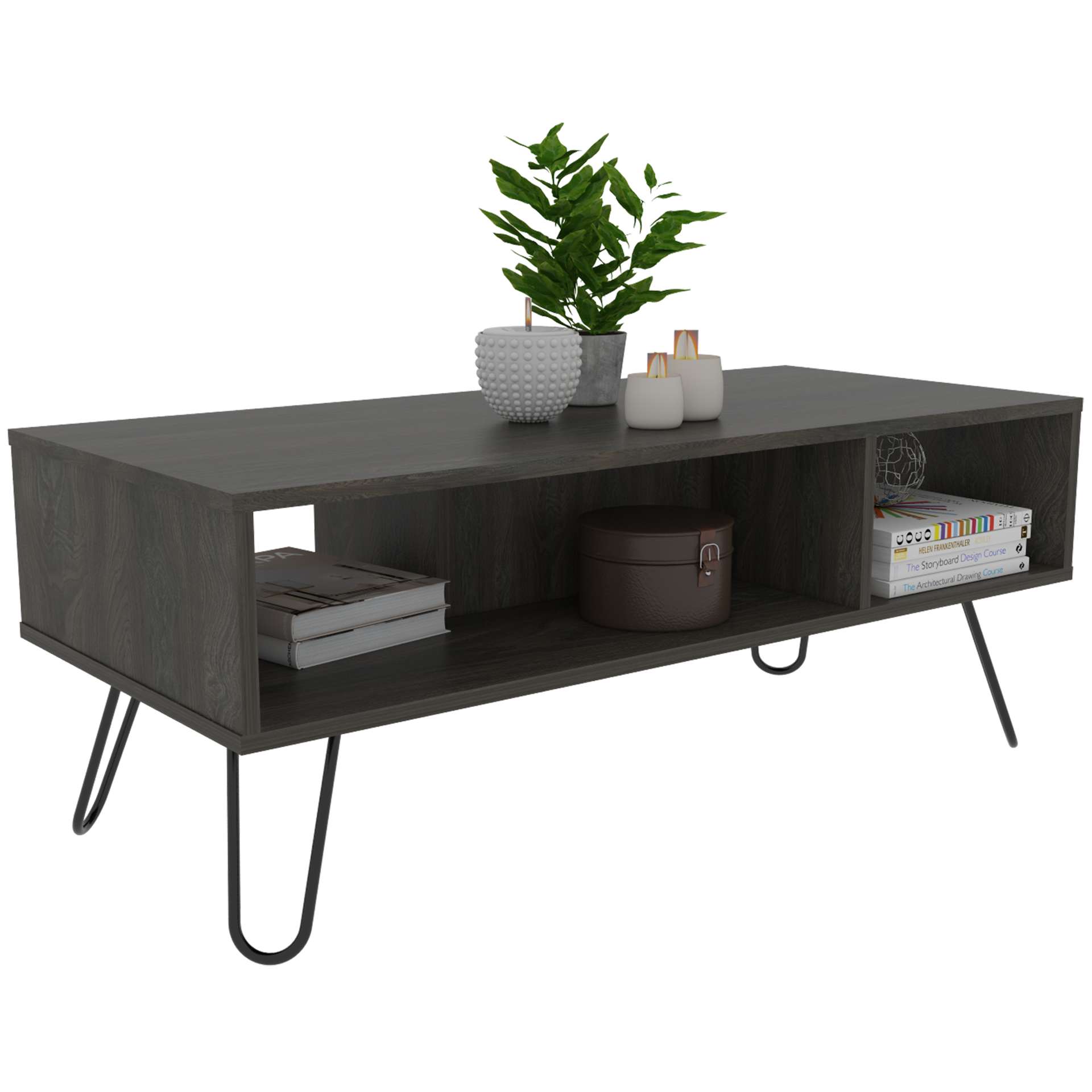 Coffee Table Minnesota, Two Shelves, Carbon Espresso Finish