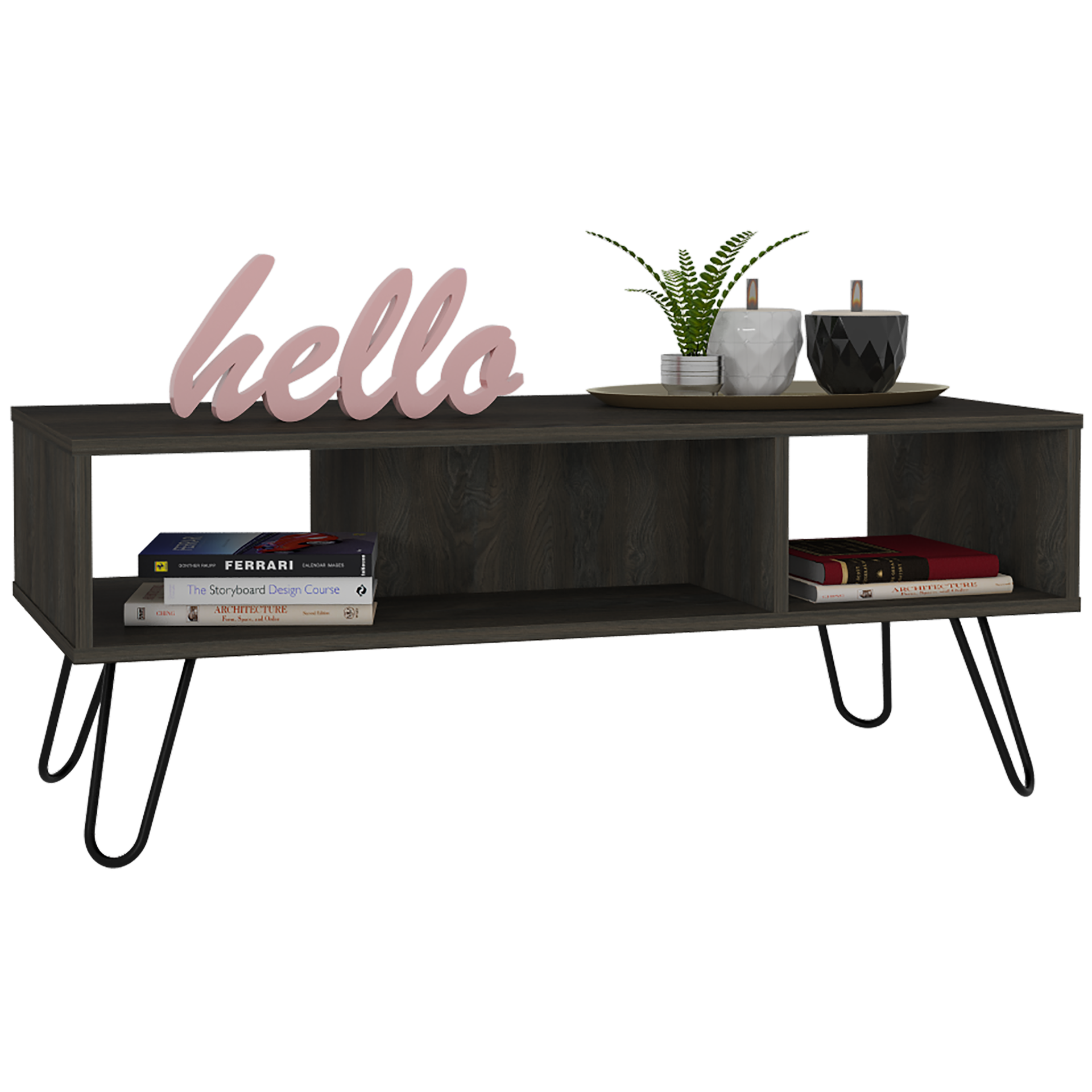 Coffee Table Minnesota, Two Shelves, Carbon Espresso Finish