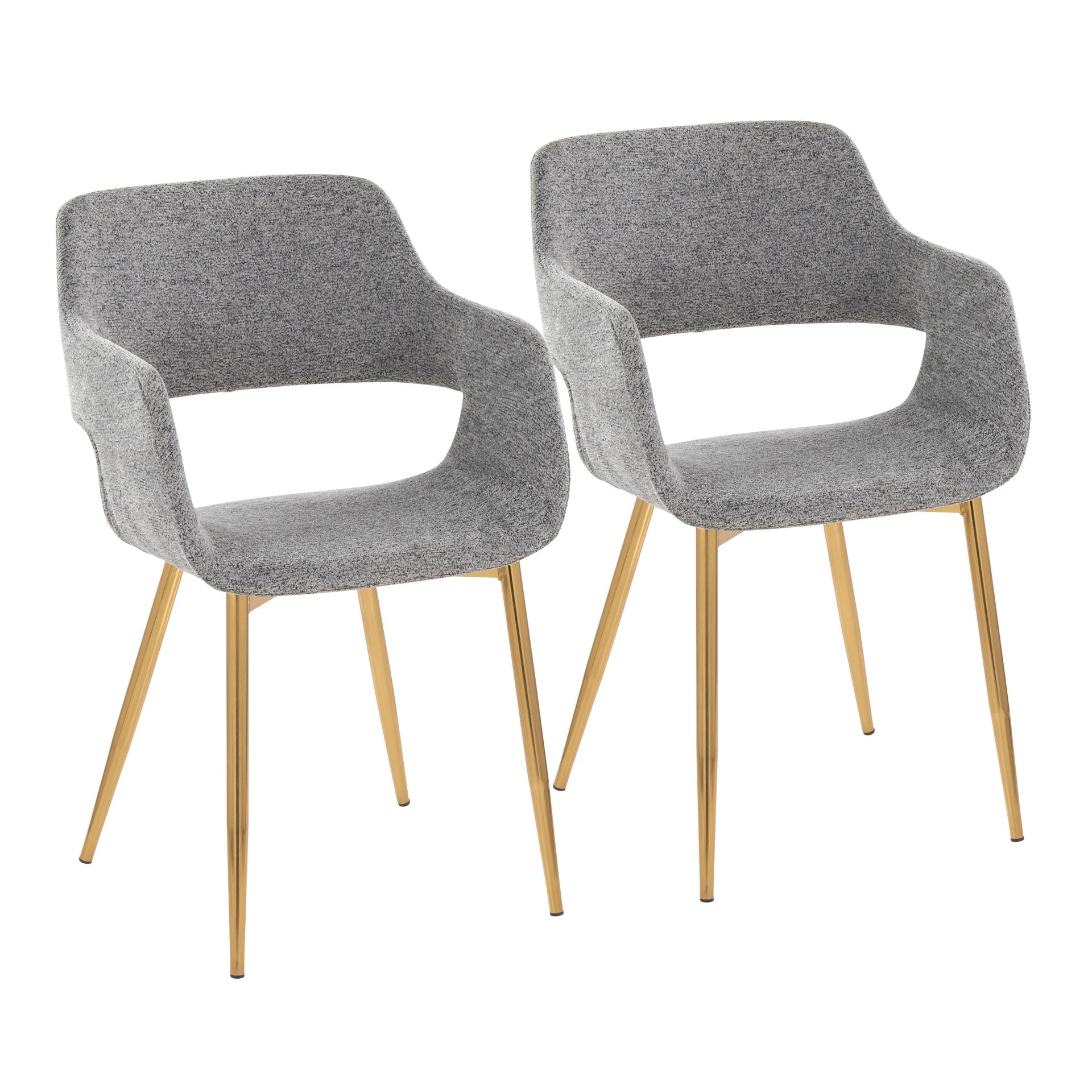 Margarite Contemporary Dining/Accent Chair in Gold Metal and Grey Fabric by LumiSource - Set of 2